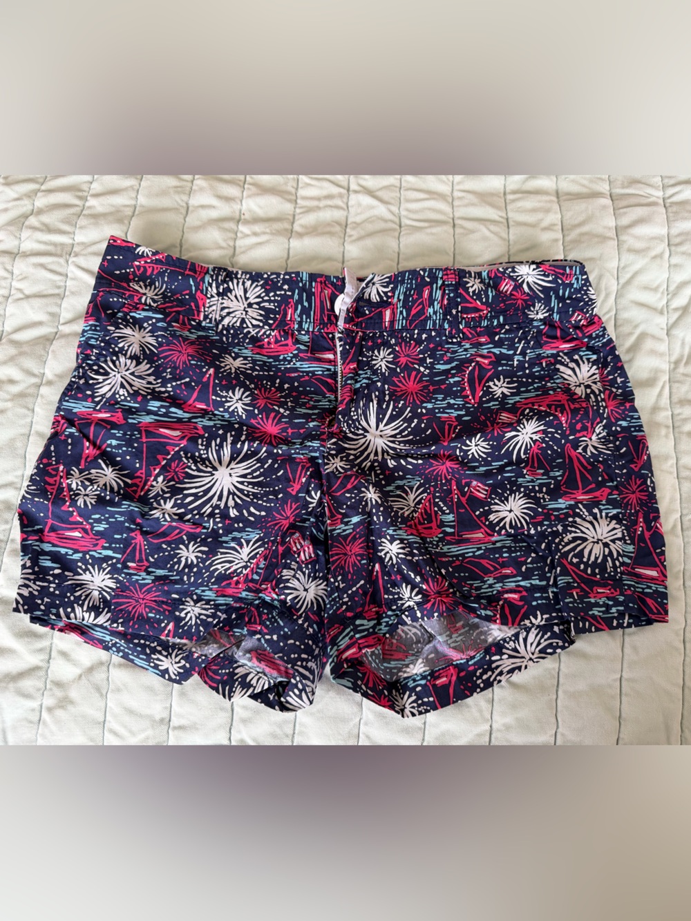 Vintage Lilly Pulitzer Navy Shorts with Glow in the Dark Firework Print